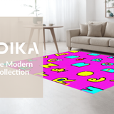 Ultra Soft Area Rug, Non Slip, Stain Resistant, Washable Area Rugs for Living Room, Bedroom, Vibrant Playful Numbered Safari Theme(Pink)