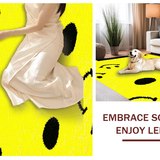 Ultra Soft Area Rug, Non Slip, Stain Resistant, Washable Area Rugs for Living Room, Bedroom, Whimsical Yellow Graphic Design(Yellow)