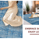 Ultra Soft Area Rug, Non Slip, Stain Resistant, Washable Area Rugs for Living Room, Bedroom, Chic Bow Accent Rug with Soft Blue Tones and Elegant Curved Lines Design(Blue)