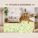 Ultra Soft Area Rug, Non Slip, Stain Resistant, Washable Area Rugs for Living Room, Bedroom, Lush Botanical Leaf Motif(White)