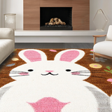 Ultra Soft Area Rug, Non Slip, Stain Resistant, Washable Area Rugs for Living Room, Bedroom, Cozy Nature-Inspired Bunny Artwork(Brown)