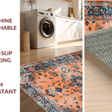 Ultra Soft Area Rug, Non Slip, Stain Resistant, Washable Area Rugs for Living Room, Bedroom, Contemporary Distressed Geometric Vibe(Orange)