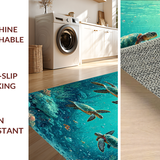 Ultra Soft Area Rug, Non Slip, Stain Resistant, Washable Area Rugs for Living Room, Bedroom, Underwater Paradise Shag Carpet With Sea Turtle Motif For Home Decor(Blue)