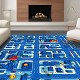 Lively Traffic and Building Illustration(Blue)