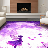Ultra Soft Area Rug, Non Slip, Stain Resistant, Washable Area Rugs for Living Room, Bedroom, Radiant Moonbeam Floral Theme(Purple)
