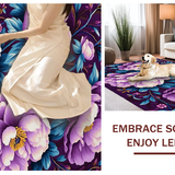 Ultra Soft Area Rug, Non Slip, Stain Resistant, Washable Area Rugs for Living Room, Bedroom, Sophisticated Round Floral Accent(Purple)