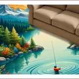Ultra Soft Area Rug, Non Slip, Stain Resistant, Washable Area Rugs for Living Room, Bedroom, Wildlife Bass Fishing Lodge(Blue)