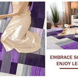 Ultra Soft Area Rug, Non Slip, Stain Resistant, Washable Area Rugs for Living Room, Bedroom, Minimalist Ogee Pattern Composition(Purple)