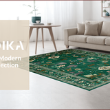 Ultra Soft Area Rug, Non Slip, Stain Resistant, Washable Area Rugs for Living Room, Bedroom, Eclectic Abstract Jungle Motif(Green)