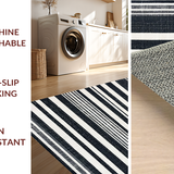 Ultra Soft Area Rug, Non Slip, Stain Resistant, Washable Area Rugs for Living Room, Bedroom, Stylish Striped Area Rug for Chic Outdoor Spaces and Front Porches(Black)