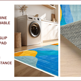 Ultra Soft Area Rug, Non Slip, Stain Resistant, Washable Area Rugs for Living Room, Bedroom, Dynamic Color-Blocked Modern Aesthetic(Blue)