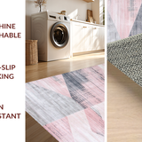 Ultra Soft Area Rug, Non Slip, Stain Resistant, Washable Area Rugs for Living Room, Bedroom, Trendy Pink and Black Geometric Fusion(Pink)