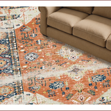 Ultra Soft Area Rug, Non Slip, Stain Resistant, Washable Area Rugs for Living Room, Bedroom, Chic Retro Botanical Design(Orange)