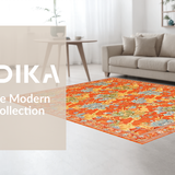 Ultra Soft Area Rug, Non Slip, Stain Resistant, Washable Area Rugs for Living Room, Bedroom, Contemporary Tropical Blossom Aesthetic(Orange)