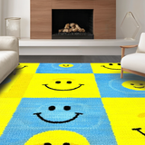 Ultra Soft Area Rug, Non Slip, Stain Resistant, Washable Area Rugs for Living Room, Bedroom, Cheerful Criss-Cross Rainbow Theme(Yellow)