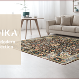 Ultra Soft Area Rug, Non Slip, Stain Resistant, Washable Area Rugs for Living Room, Bedroom, Chic Vintage Botanical Arrangement(Brown)