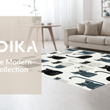 Ultra Soft Area Rug, Non Slip, Stain Resistant, Washable Area Rugs for Living Room, Bedroom, Cute Gray Cat Illustration Style(Black)