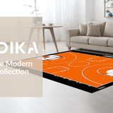 Ultra Soft Area Rug, Non Slip, Stain Resistant, Washable Area Rugs for Living Room, Bedroom, Lively Graphic Sports Circle(Orange)