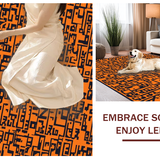 Ultra Soft Area Rug, Non Slip, Stain Resistant, Washable Area Rugs for Living Room, Bedroom, Witty Monochrome Text Design(Orange)