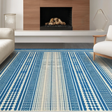 Ultra Soft Area Rug, Non Slip, Stain Resistant, Washable Area Rugs for Living Room, Bedroom, Sophisticated Modernist Striped Layout(Blue)