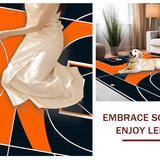 Ultra Soft Area Rug, Non Slip, Stain Resistant, Washable Area Rugs for Living Room, Bedroom, Stylish Round Athletic Theme(Orange)
