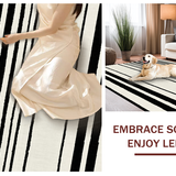 Ultra Soft Area Rug, Non Slip, Stain Resistant, Washable Area Rugs for Living Room, Bedroom, Minimalist Striped Area Rug for Porch and Doormat(Black)