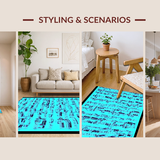 Ultra Soft Area Rug, Non Slip, Stain Resistant, Washable Area Rugs for Living Room, Bedroom, Innovative Abstract Music Vibes(Blue)