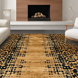 Ultra Soft Area Rug, Non Slip, Stain Resistant, Washable Area Rugs for Living Room, Bedroom, Transitional Retro Visual Harmony(Gold)