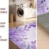 Ultra Soft Area Rug, Non Slip, Stain Resistant, Washable Area Rugs for Living Room, Bedroom, Eclectic Boho Leafy Patterns(Purple)