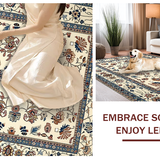 Ultra Soft Area Rug, Non Slip, Stain Resistant, Washable Area Rugs for Living Room, Bedroom, Rustic Neutral Petal Design(Beige)