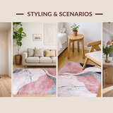 Ultra Soft Area Rug, Non Slip, Stain Resistant, Washable Area Rugs for Living Room, Bedroom, Stylish Irregular Pattern in Soft Tones(Pink)