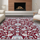 Ultra Soft Area Rug, Non Slip, Stain Resistant, Washable Area Rugs for Living Room, Bedroom, Artful Abstract Color Contrast(Red)