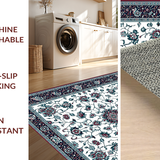 Ultra Soft Area Rug, Non Slip, Stain Resistant, Washable Area Rugs for Living Room, Bedroom, Elegant Wineberry Floral Motif(White)