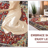 Ultra Soft Area Rug, Non Slip, Stain Resistant, Washable Area Rugs for Living Room, Bedroom, Rustic Vibrant Floral Arrangement(Red)