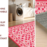 Ultra Soft Area Rug, Non Slip, Stain Resistant, Washable Area Rugs for Living Room, Bedroom, Rustic Floral Watercolor Impression(Pink)