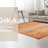 Ultra Soft Area Rug, Non Slip, Stain Resistant, Washable Area Rugs for Living Room, Bedroom, Vibrant Antique Inspired Geometry(Orange)