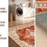 Ultra Soft Area Rug, Non Slip, Stain Resistant, Washable Area Rugs for Living Room, Bedroom, Chic Warm-Hued Decorative Style(Orange)