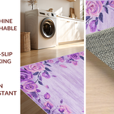 Ultra Soft Area Rug, Non Slip, Stain Resistant, Washable Area Rugs for Living Room, Bedroom, Soft Purple Rose Inspired Look(Purple)