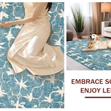Ultra Soft Area Rug, Non Slip, Stain Resistant, Washable Area Rugs for Living Room, Bedroom, Chic Ribbon Knot Accent Rug Blue Bow Motif Decorative Plush Bath Mat(Blue)