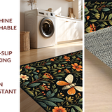 Ultra Soft Area Rug, Non Slip, Stain Resistant, Washable Area Rugs for Living Room, Bedroom, Stylish Contemporary Nature Elements(Black)