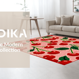 Ultra Soft Area Rug, Non Slip, Stain Resistant, Washable Area Rugs for Living Room, Bedroom, Charming Red and Green Theme(Red)