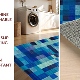 Ultra Soft Area Rug, Non Slip, Stain Resistant, Washable Area Rugs for Living Room, Bedroom, Blue Ribbon Knot Rug with Repeating Bow Shapes and Linear Details(Blue)