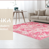 Ultra Soft Area Rug, Non Slip, Stain Resistant, Washable Area Rugs for Living Room, Bedroom, Coquette Pink Tiled Motif(Pink)
