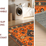 Ultra Soft Area Rug, Non Slip, Stain Resistant, Washable Area Rugs for Living Room, Bedroom, Contemporary Lattice Pattern Motif(Orange)