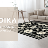 Ultra Soft Area Rug, Non Slip, Stain Resistant, Washable Area Rugs for Living Room, Bedroom, Elegant Earth Tone Aesthetic(Black)