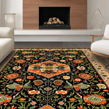 Ultra Soft Area Rug, Non Slip, Stain Resistant, Washable Area Rugs for Living Room, Bedroom, Artistic Black and Orange Visuals(Black)