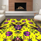 Ultra Soft Area Rug, Non Slip, Stain Resistant, Washable Area Rugs for Living Room, Bedroom, Colorful Jazz-Inspired Pattern(Yellow)