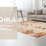 Ultra Soft Area Rug, Non Slip, Stain Resistant, Washable Area Rugs for Living Room, Bedroom, Elegant Earthy Toned Flower Motif(Orange)