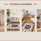 Ultra Soft Area Rug, Non Slip, Stain Resistant, Washable Area Rugs for Living Room, Bedroom, Eclectic Cream Blue Bedroom Rug for Minimalist Homes(Beige)