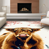 Ultra Soft Area Rug, Non Slip, Stain Resistant, Washable Area Rugs for Living Room, Bedroom, Artistic Colorful Highland Cow Scene(Brown)